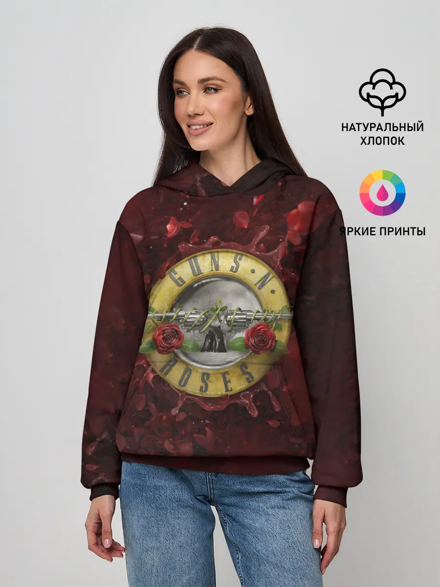 Женское худи / Лого GNR в розах