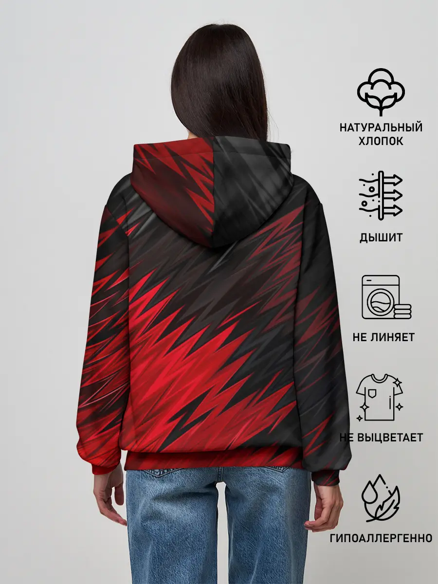 Женское худи / ЧЁРНО КРАСНЫЕ КРАСКИ | RED BLACK STRIPES