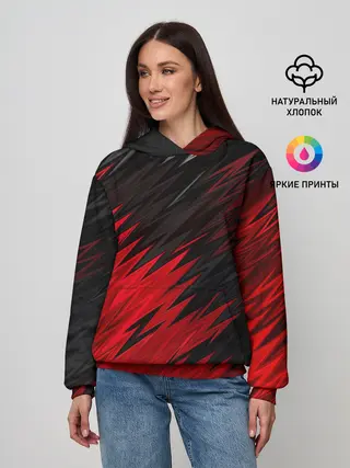 Женское худи / ЧЁРНО КРАСНЫЕ КРАСКИ | RED BLACK STRIPES