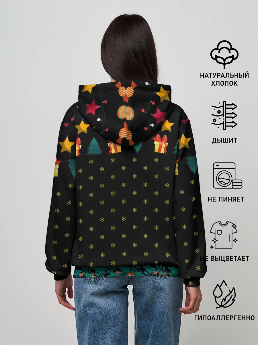 Женское худи / Новогодний Майнкрафт, Minecraft