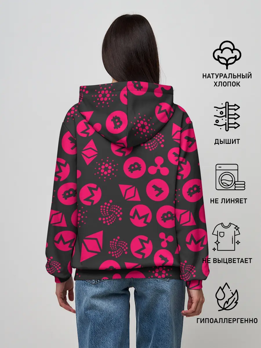 Женское худи / КРИПТОВАЛЮТЫ / CRYPTO / КРИПТА НЕОН