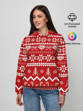 Женское худи / Праздничный новогодний узор