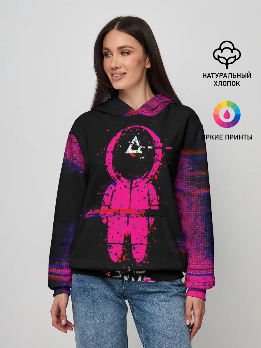 Женское худи / Игра в кальмара глитч