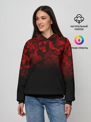 Женское худи / BLACK RED CAMO | RED MILLITARY