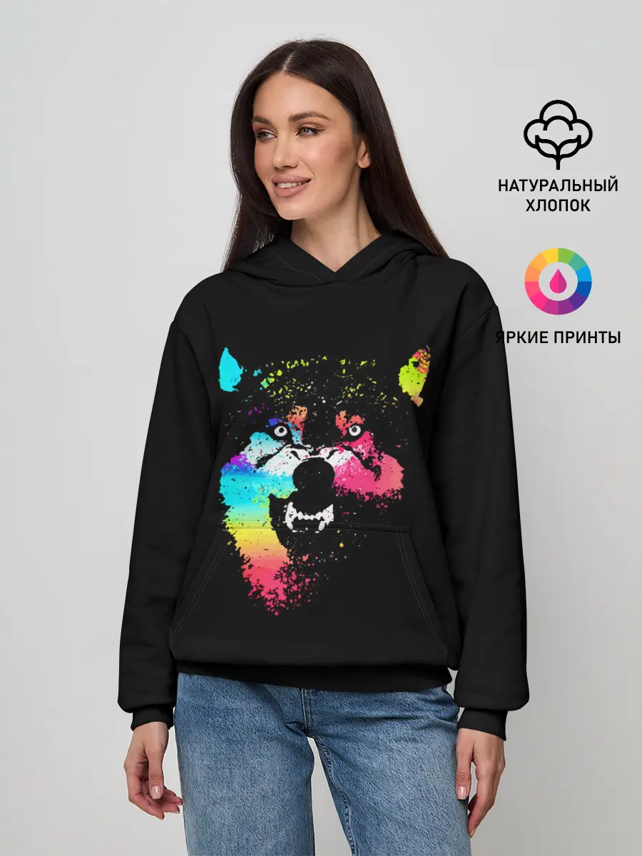 Женское худи / Неоновый свирепый волк