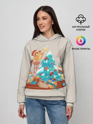 Женское худи / Зверята празднуют новый год