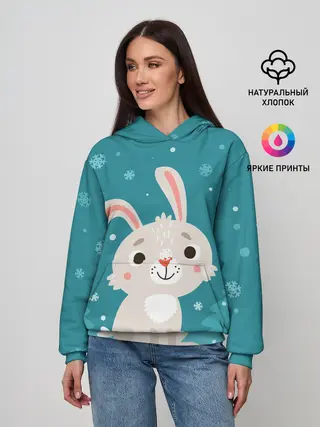 Женское худи / Новогодний зайчик