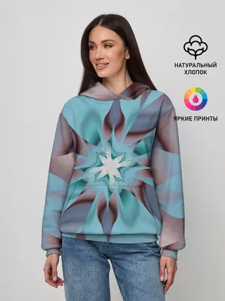 Женское худи / Абстрактный цветок. Голубой.