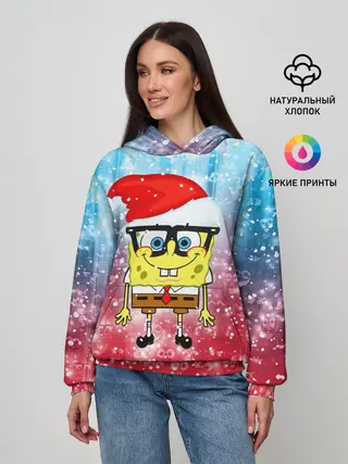 Женское худи / Новогодний Спанч Боб