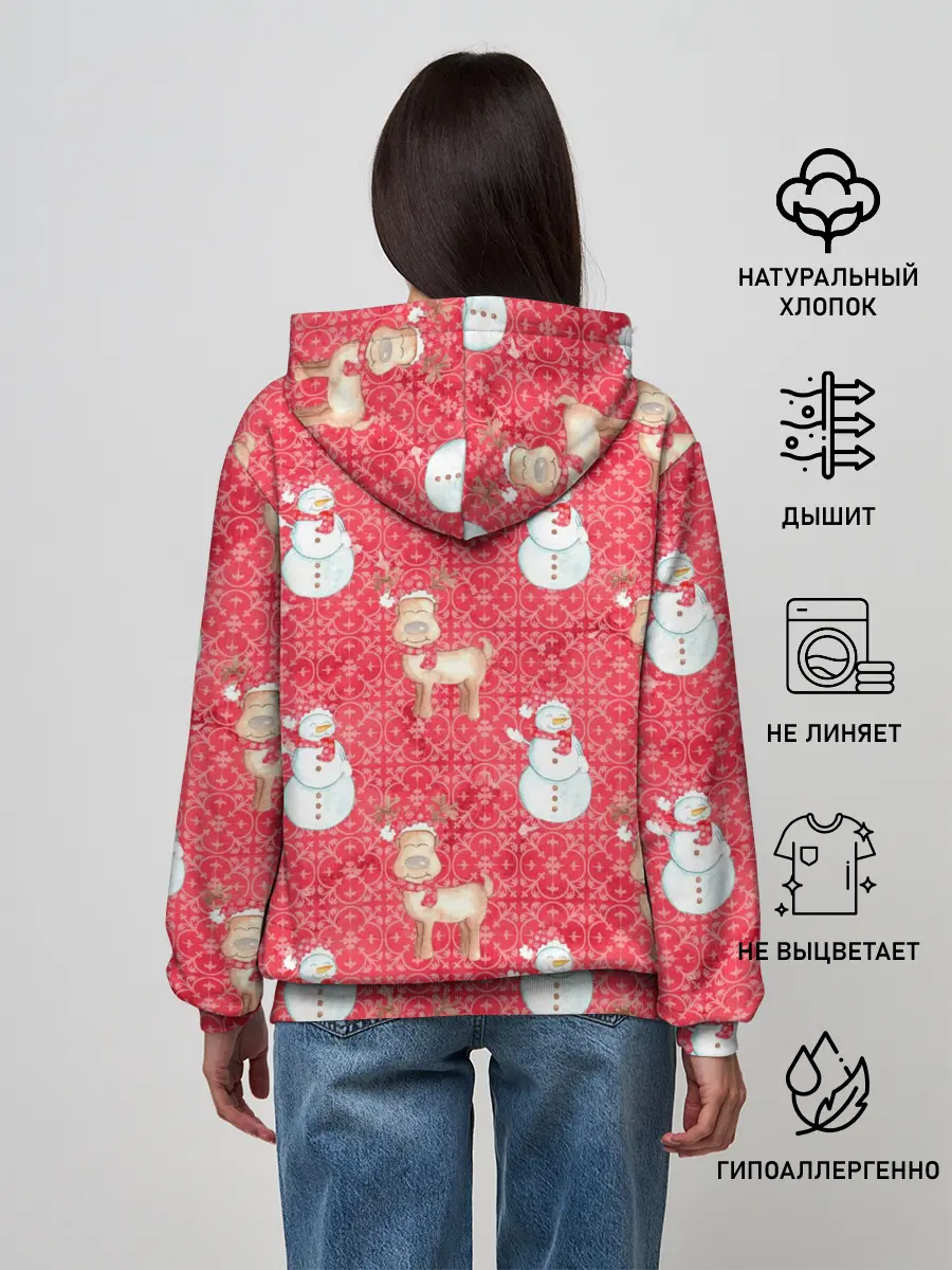 Женское худи / Снеговики и олени