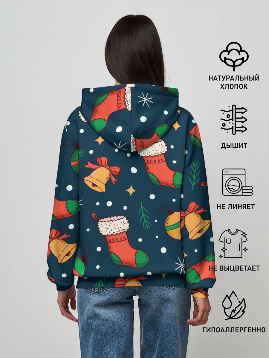Женское худи / Новогодний, рождественский узор