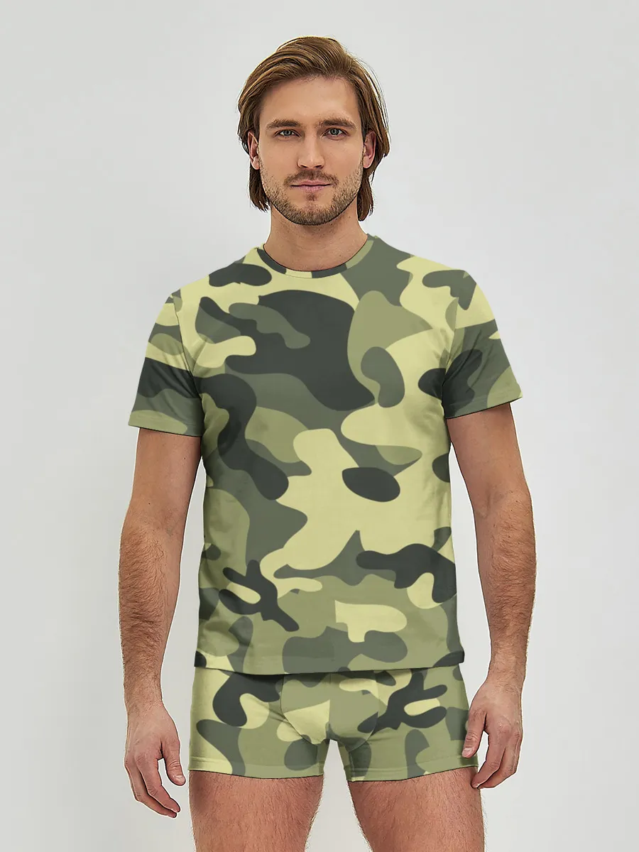 Мужские трусы с футболкой / Камуфляж Хаки