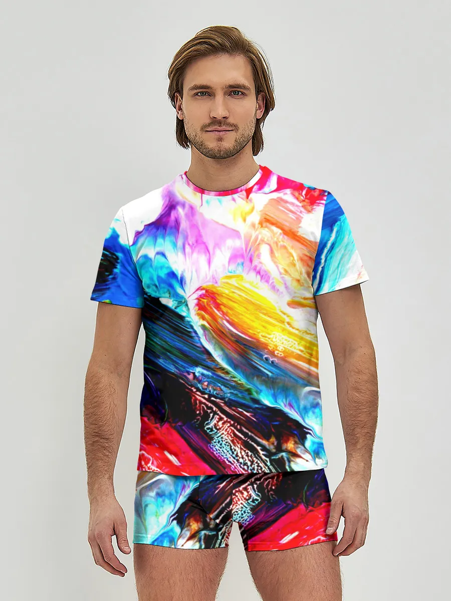 Мужские трусы с футболкой / Абстракция красок