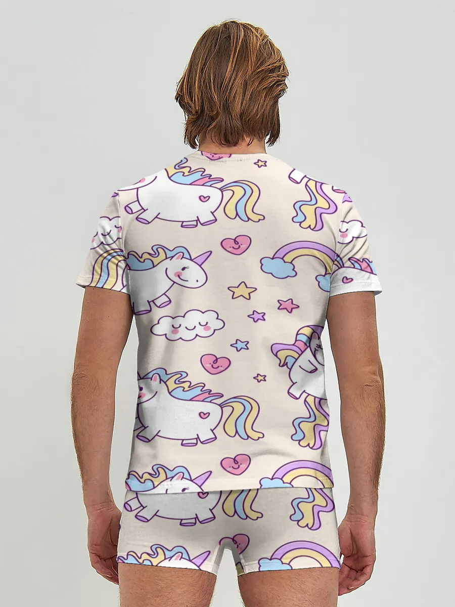 Мужские трусы с футболкой / Радужные Единорожки