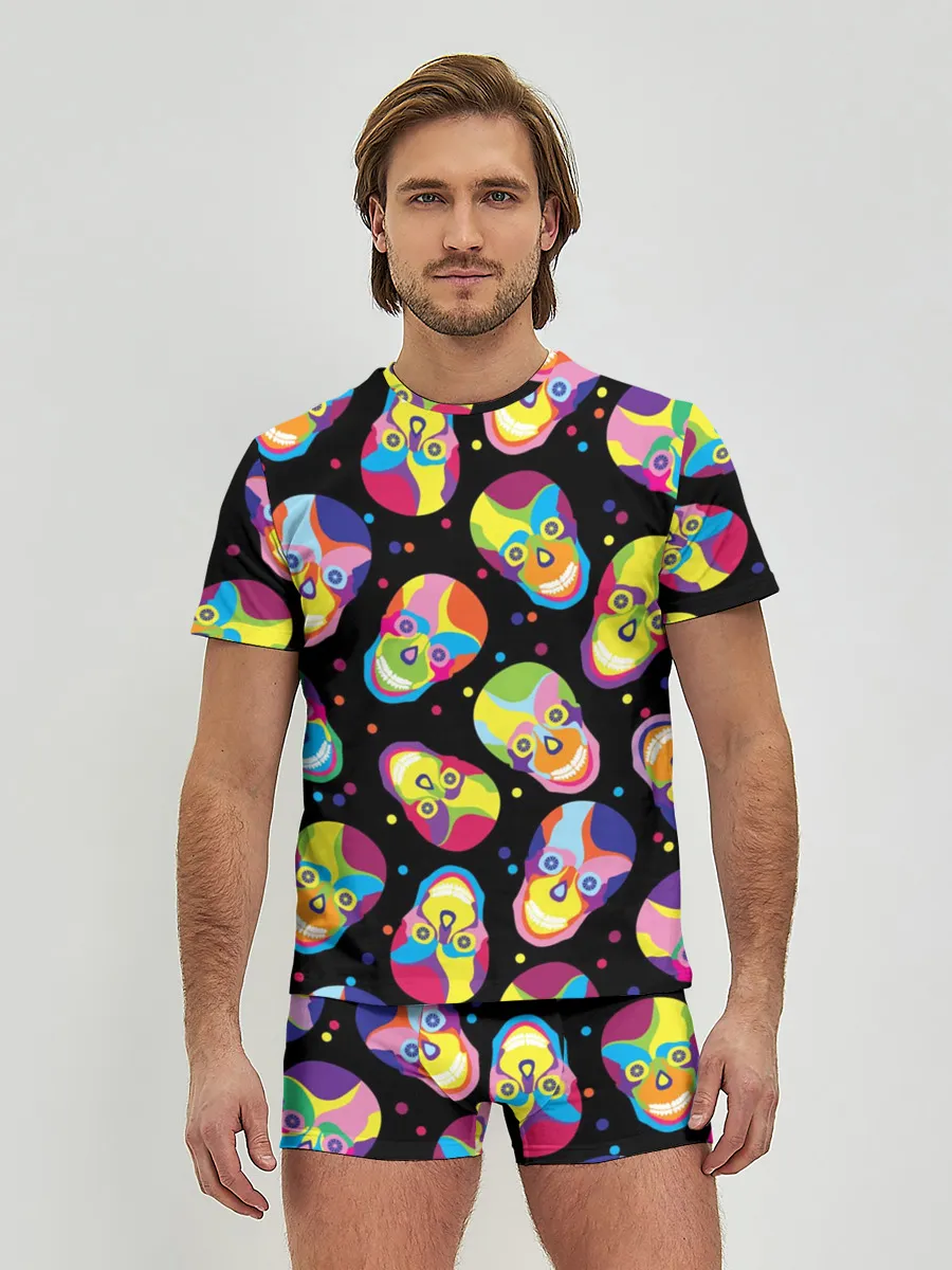 Мужские трусы с футболкой / Мексиканские черепа