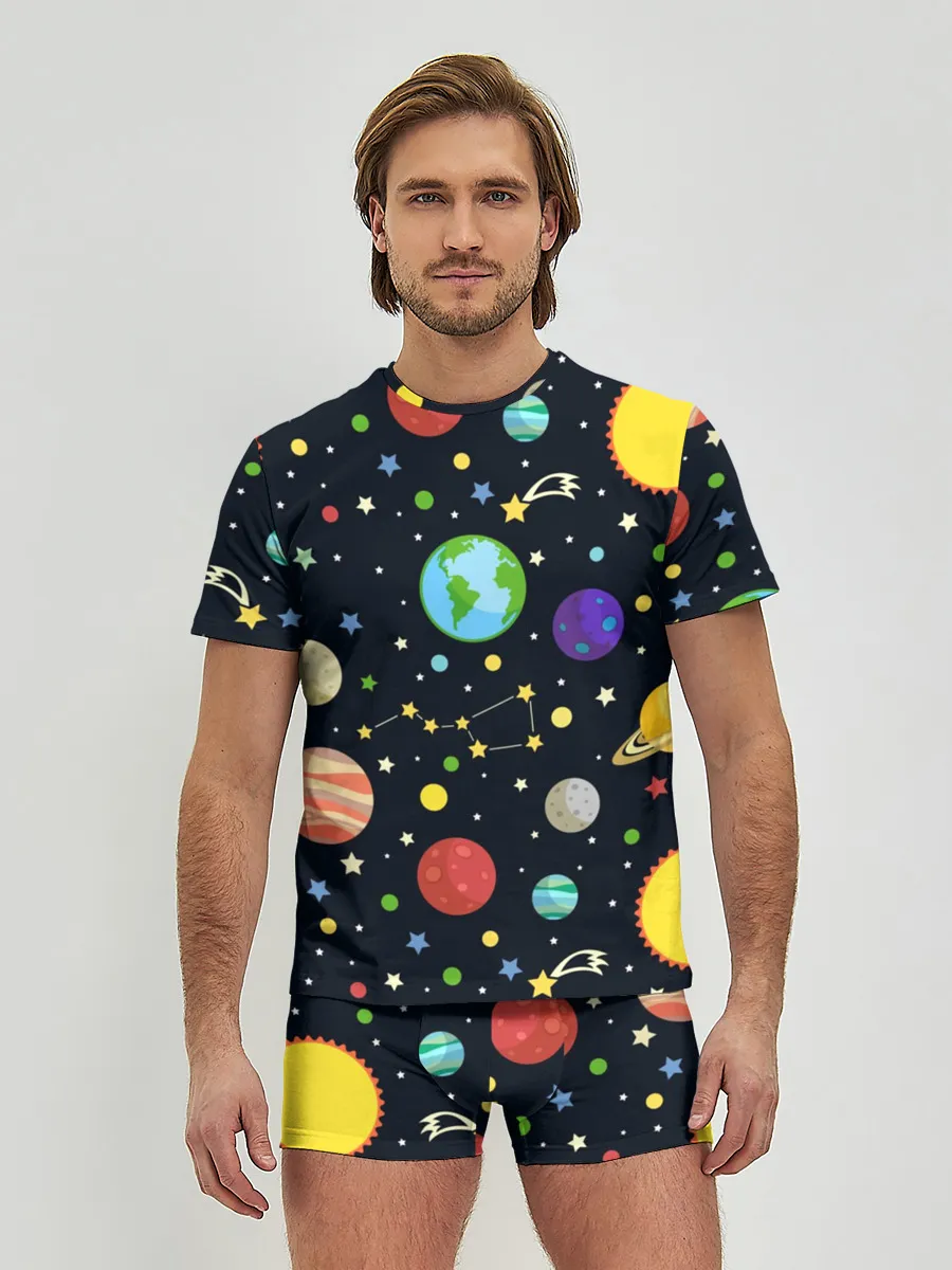 Мужские трусы с футболкой / Солнечная система