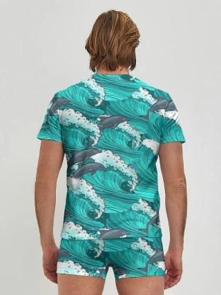 Мужские трусы с футболкой / Дельфины