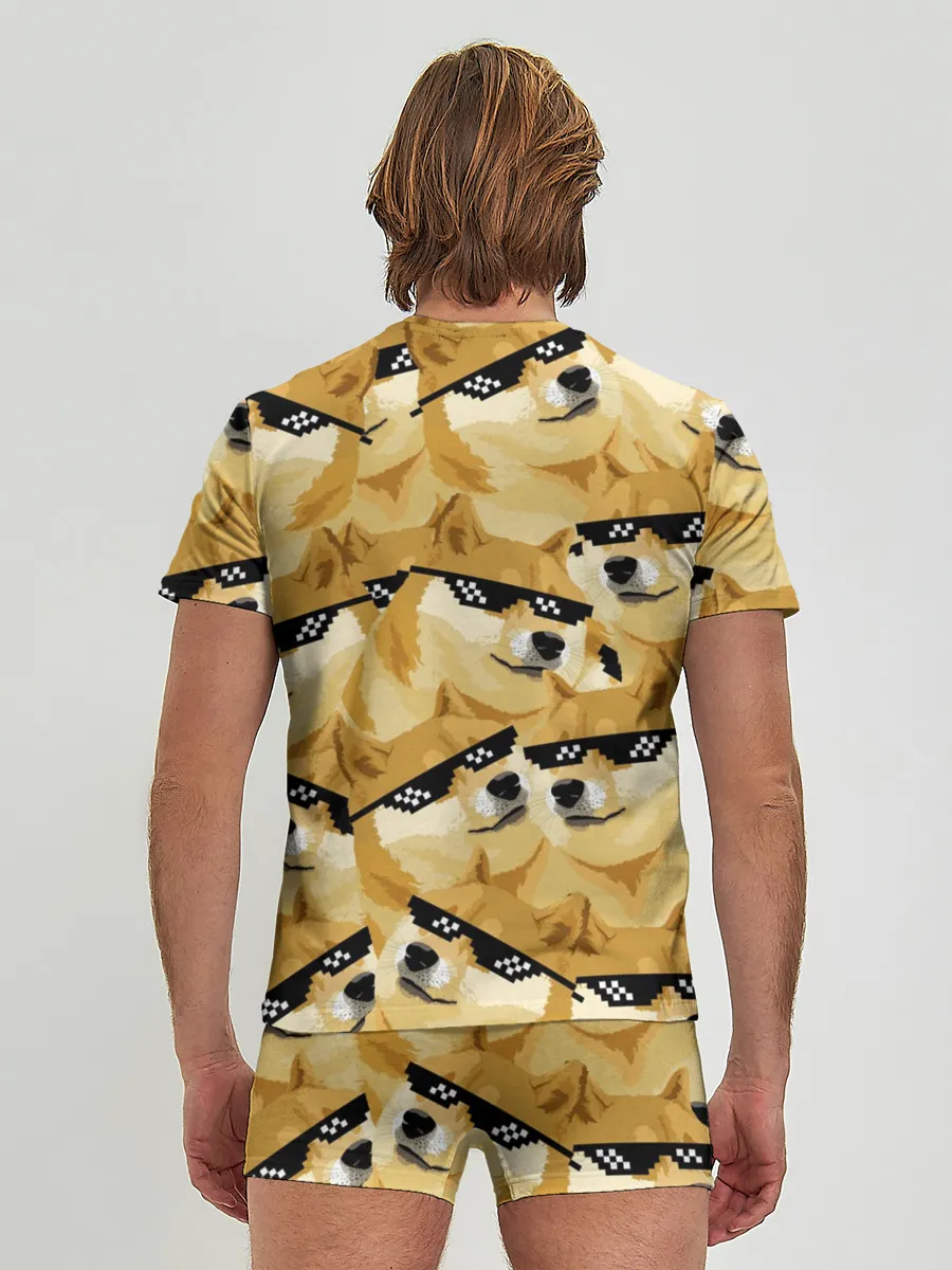 Мужские трусы с футболкой / Doge мем в deal with it очках