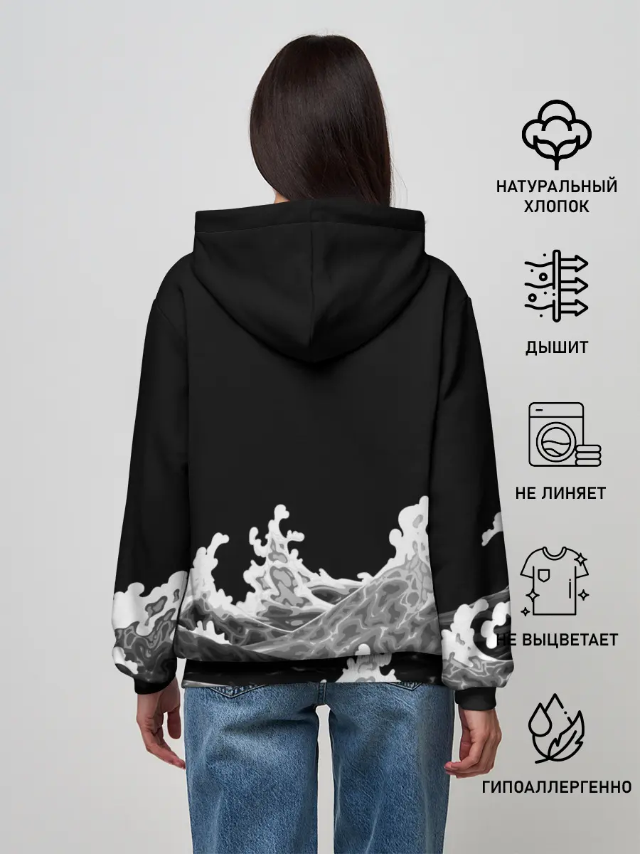 Женское худи / Карп Кои Волна Япония Рыба