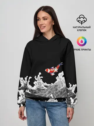 Женское худи / Карп Кои Волна Япония Рыба