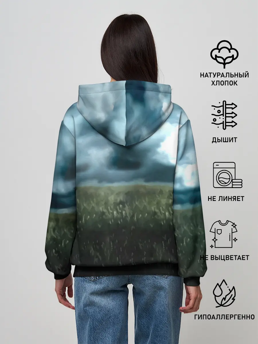 Женское худи / Луффи в поле. One Piece