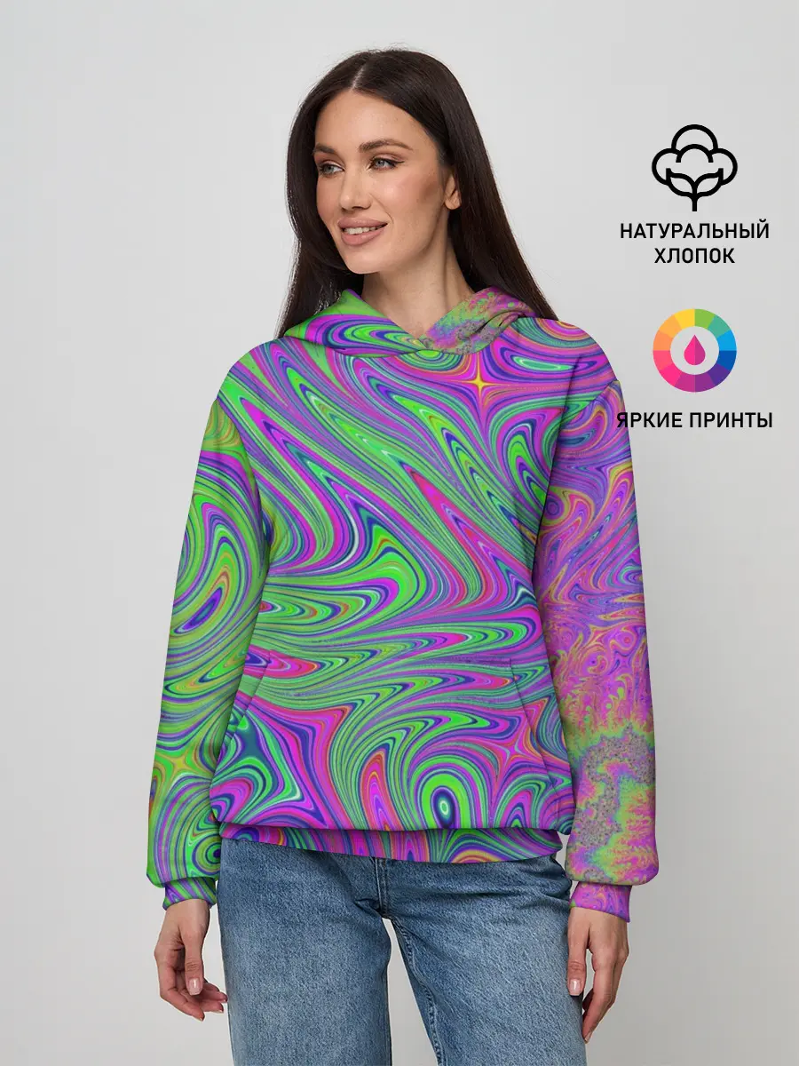 Женское худи / Неоновый абстрактный узор