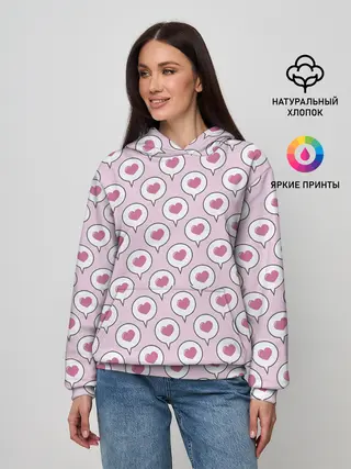 Женское худи / Сердечки в облачках