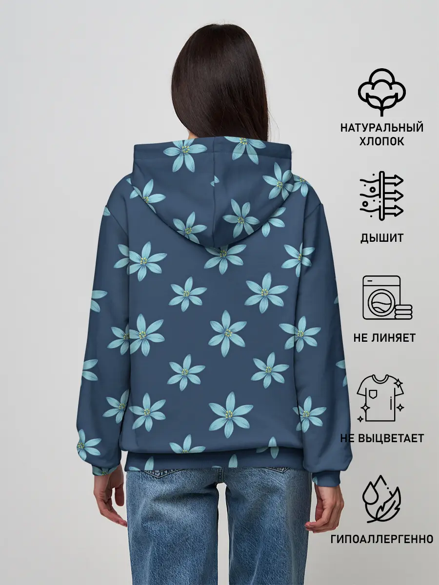 Женское худи / Цветы | Голубые