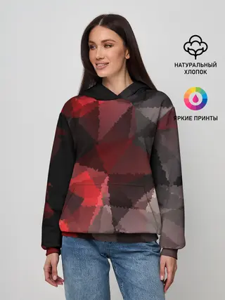 Женское худи / Серо-красная абстракция