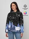 Женское худи / Снежная ночь в зимнем лесу