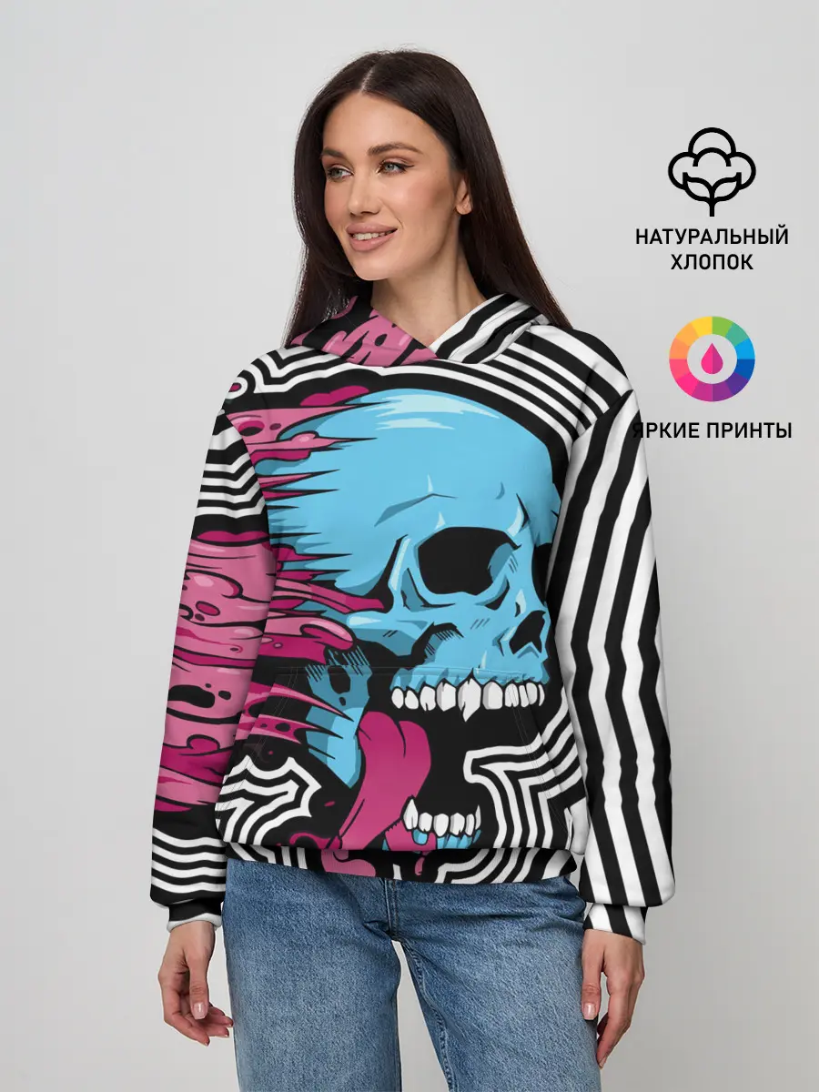 Женское худи / Летящий череп