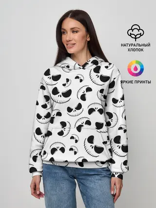 Женское худи / Джек Скеллингтон паттерн лицо