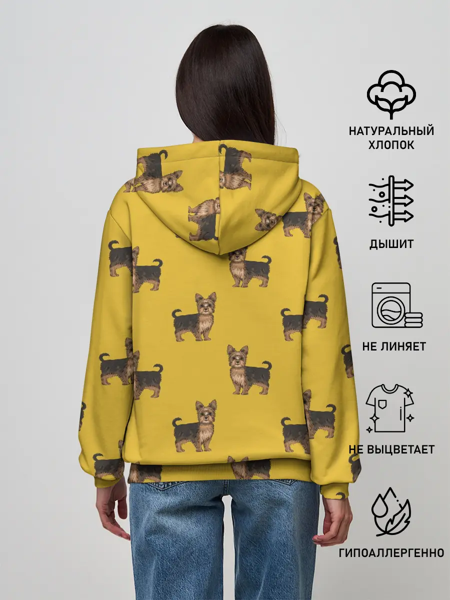 Женское худи / Йоркширский терьер паттерн