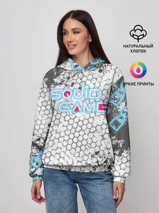 Женское худи / Игра в кальмара Неон