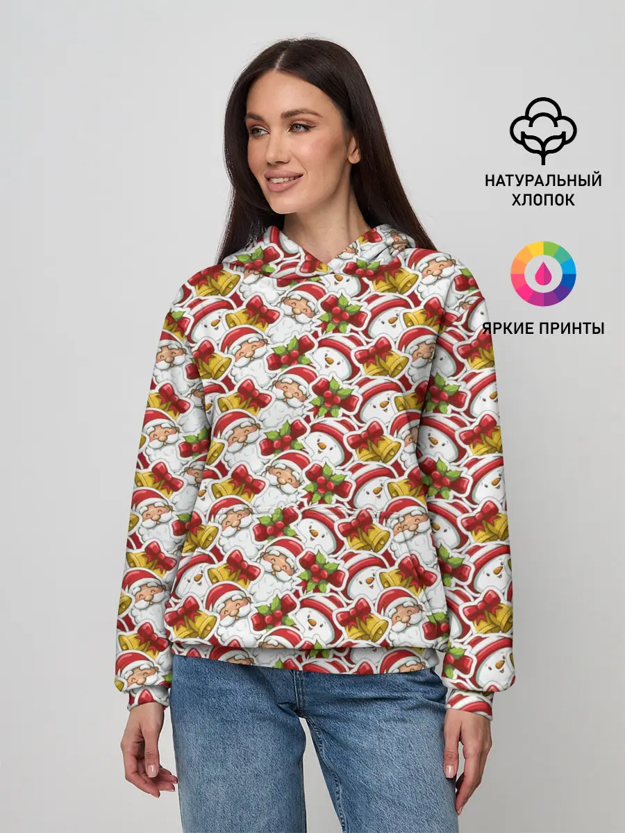 Женское худи / Дед Мороз и Снеговик