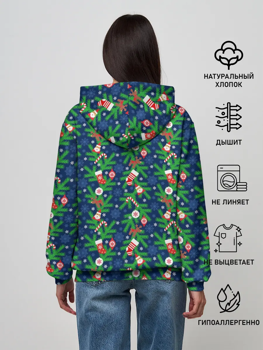 Женское худи / Новогодние Игрушки на Ёлке