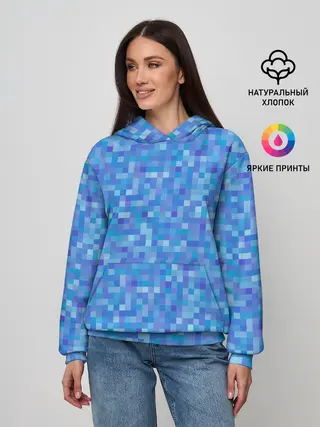 Женское худи / Голубая пиксель абстракция