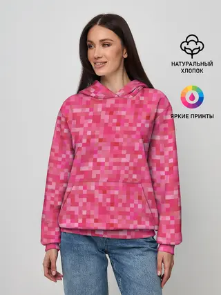 Женское худи / Цикламеновая пиксельная абстракция
