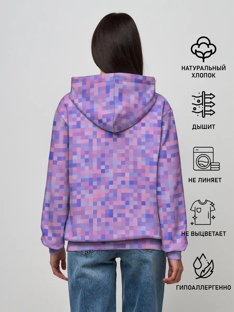 Женское худи / Сиреневая пиксельная абстракция