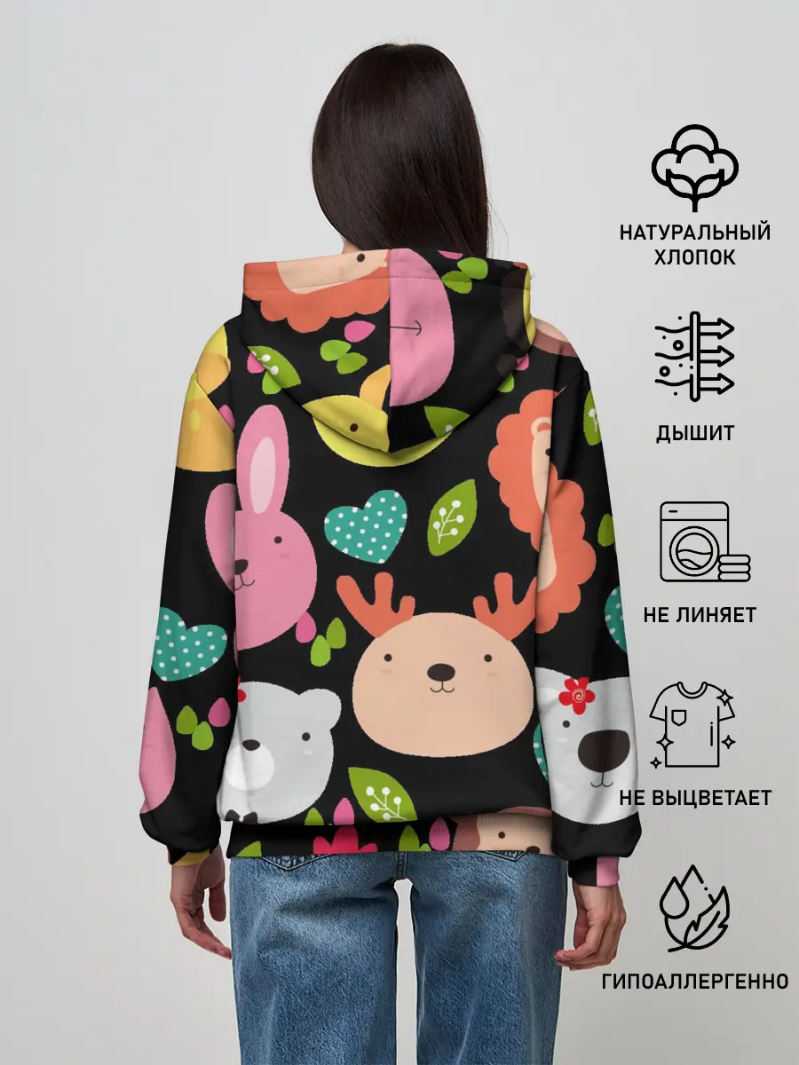 Женское худи / Головы милых животных