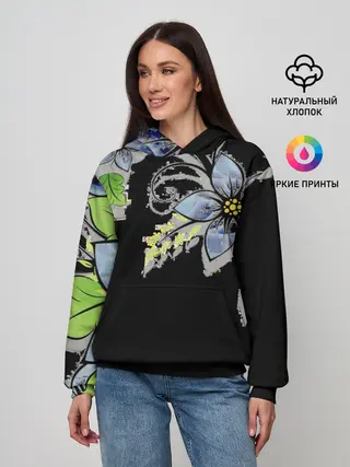 Женское худи / Цветочная композиция с бабочками