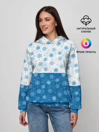 Женское худи / Светло-Тёмные Снежинки