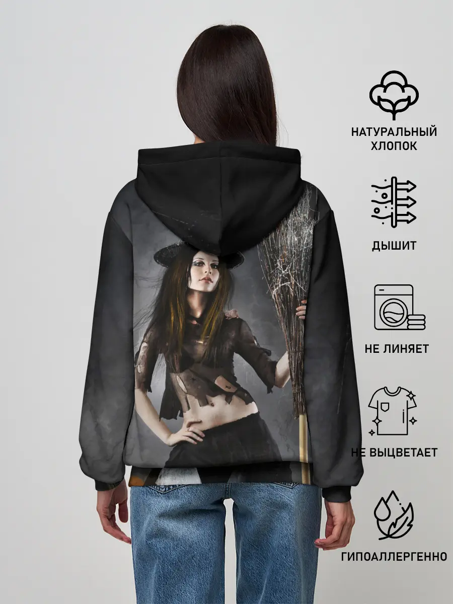 Женское худи / Милая ведьма с метлой
