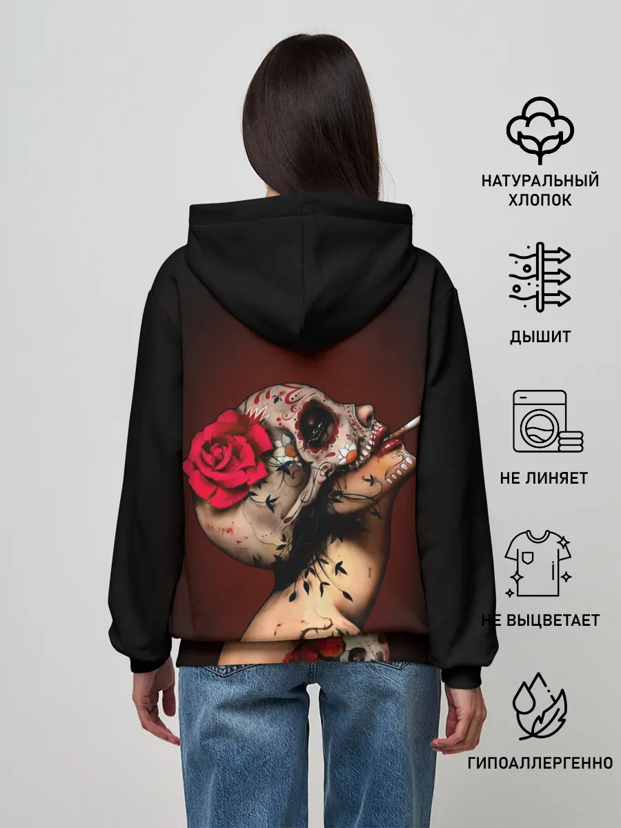 Женское худи / Ведьма с красной розой