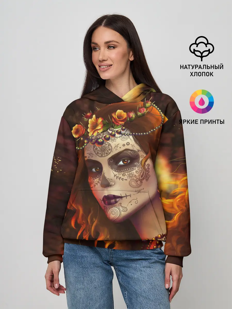 Женское худи / Рыжая Ведьма с розами