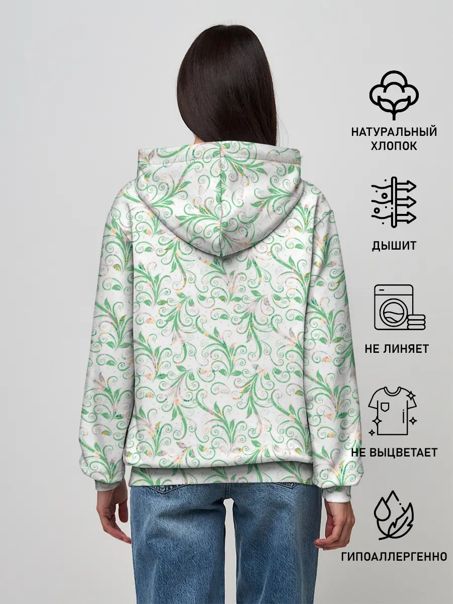 Женское худи / Весенние узоры из листьев