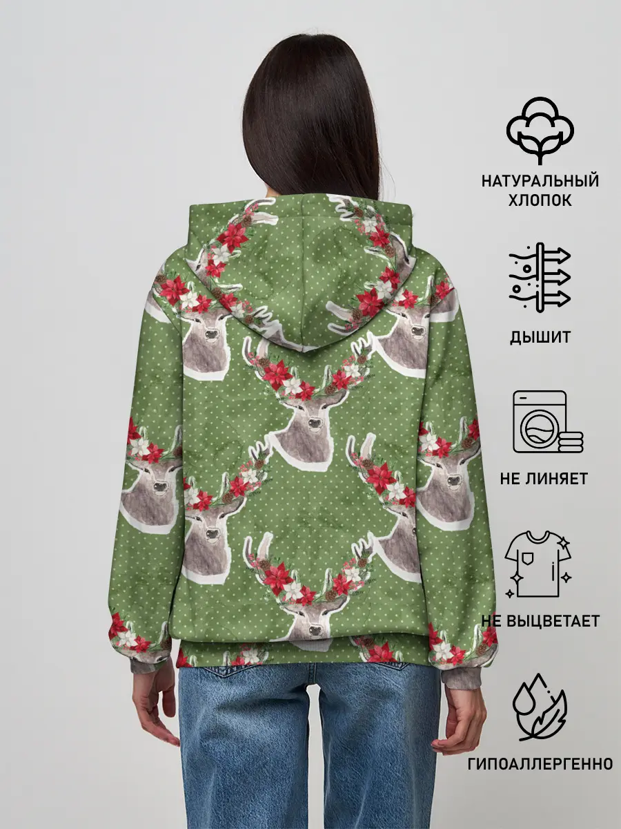 Женское худи / Новогодние олени 2022