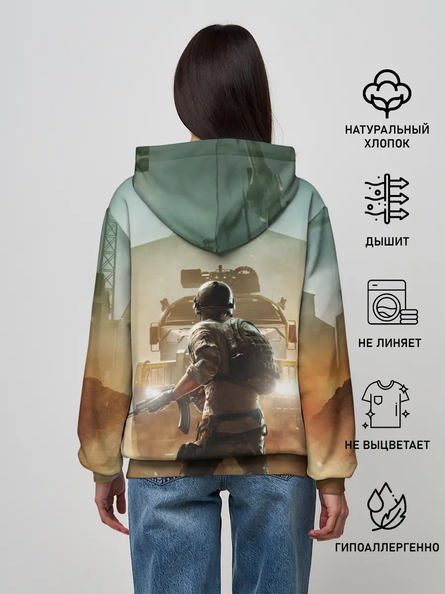Женское худи / PUBG СОЛДАТ В ШЛЕМЕ | ПАБГ