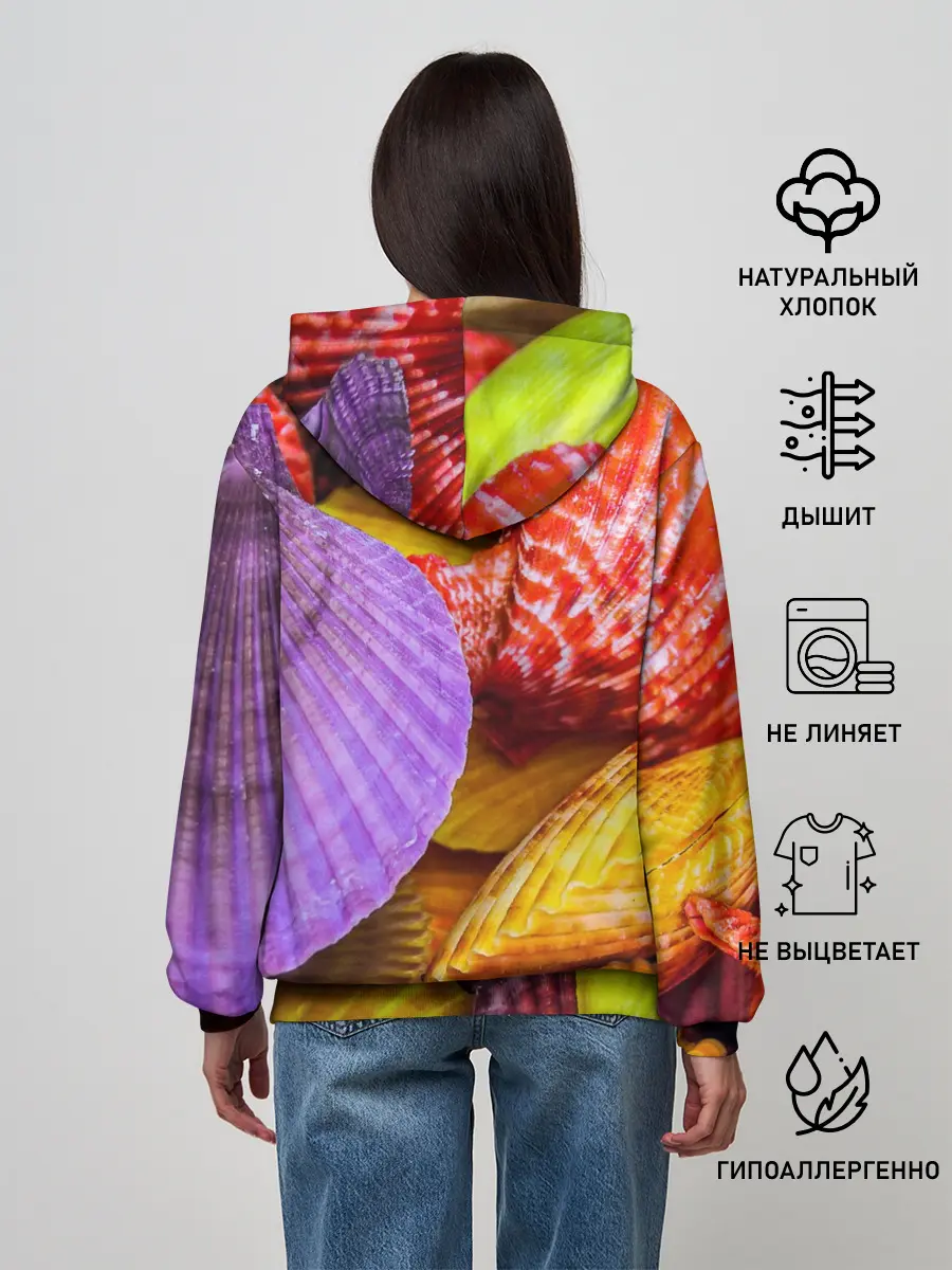 Женское худи / Разноцветные ракушки multicolored seashells