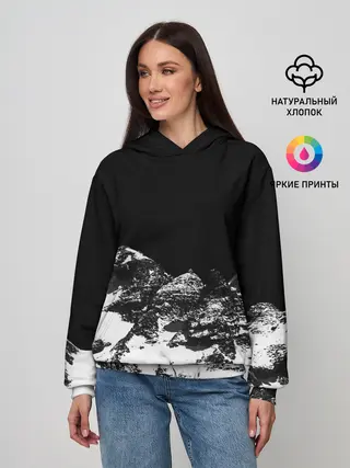 Женское худи / ГОРЫ Ч/Б